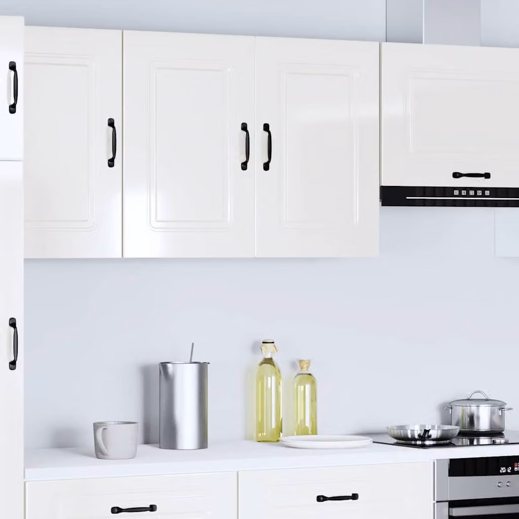 Base da cucina Kalmar vidaXL Bianco Lucido in Legno MDF con Ante a Battente e Ripiani Interni L: 80 cm, H: 60 cm, P: 31 cm