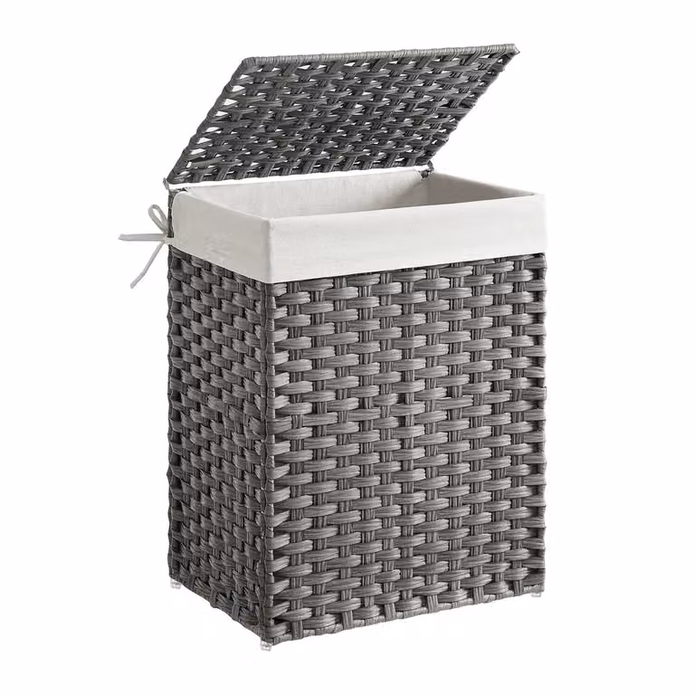 Porta Biancheria Intrecciato Grigio, Grigio / 90L