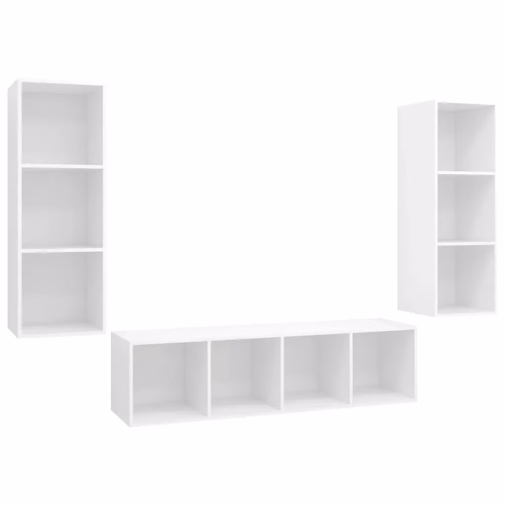 Set di mobili porta TV da soggiorno vidaXL in legno multistrato bianco, design minimalista e montaggio a parete – 2