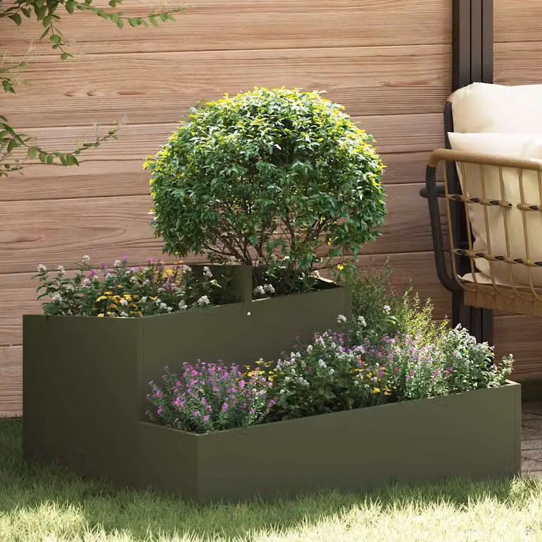Vaso da giardino ornamentale vidaXL in metallo Verde, L 80 x P 80 x H 50 cm