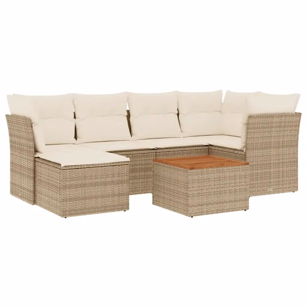 Set di Divani da Giardino VIDAXL in Polyrattan con Cuscini Beige, Design Moderno a L per 7 Persone – 2