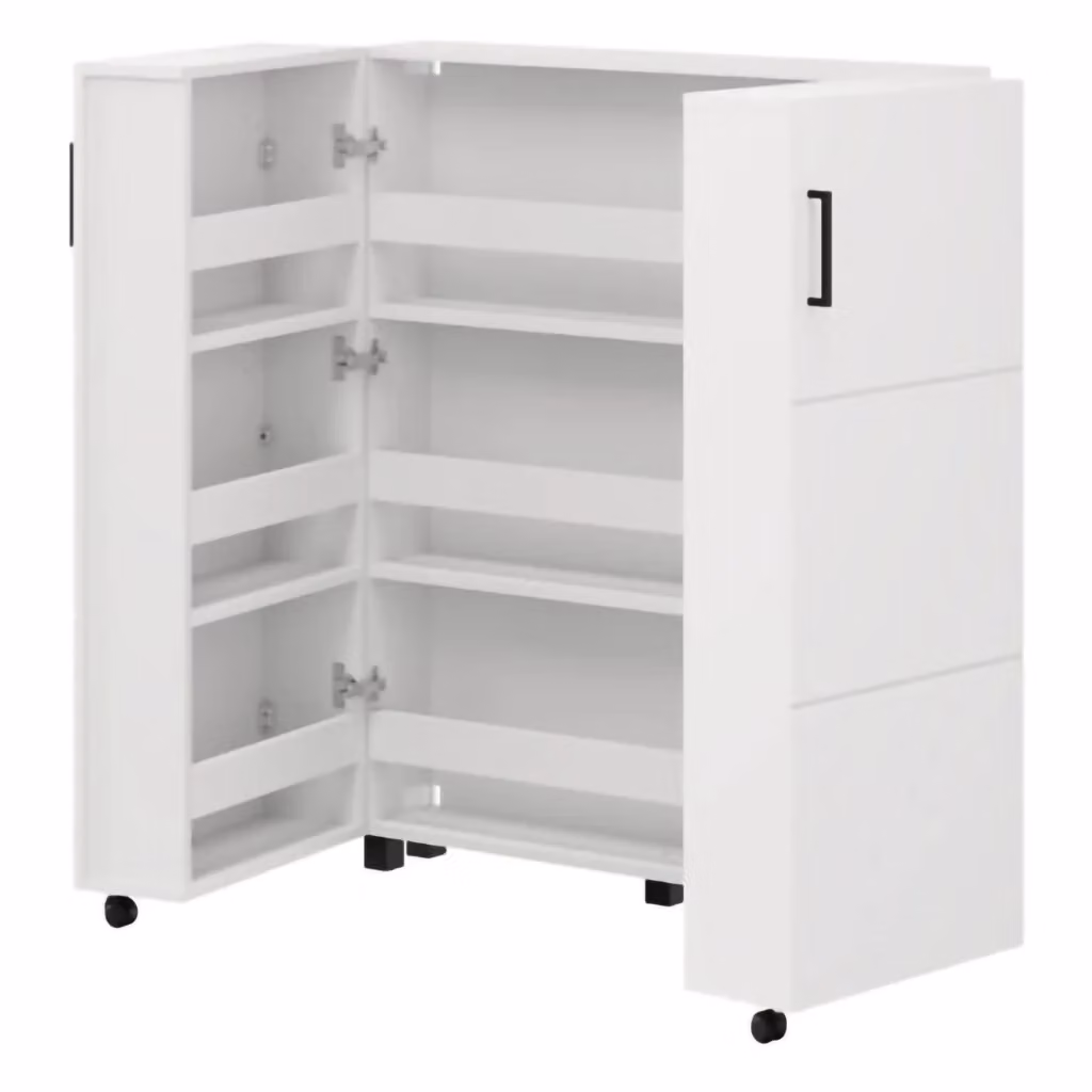 Scarpiera DMORA Ystad con 9 ripiani, finitura bianco opaco, L 92 cm x P 33 cm x H 113 cm – 2