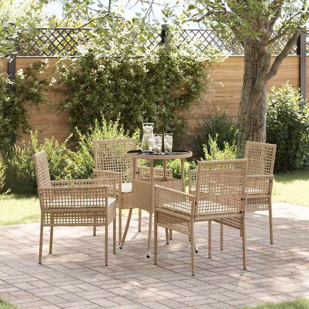 Maison Exclusive - Set da Pranzo per Giardino 5 pcs Beige polyrattan