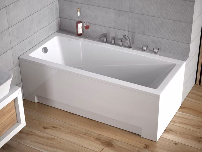 Vasca MODERNA 150x70 con piedini, con sifone e grembiule (1x corto, 1x lungo - due lati)