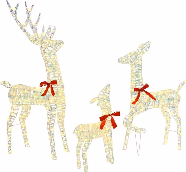Famiglia di Renne 3 pcs Bianco caldo 67 x 26 x 127 cm PET