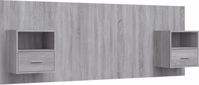 Testiera | Testata Letto con Comodini in Legno Multistrato Grigio Sonoma