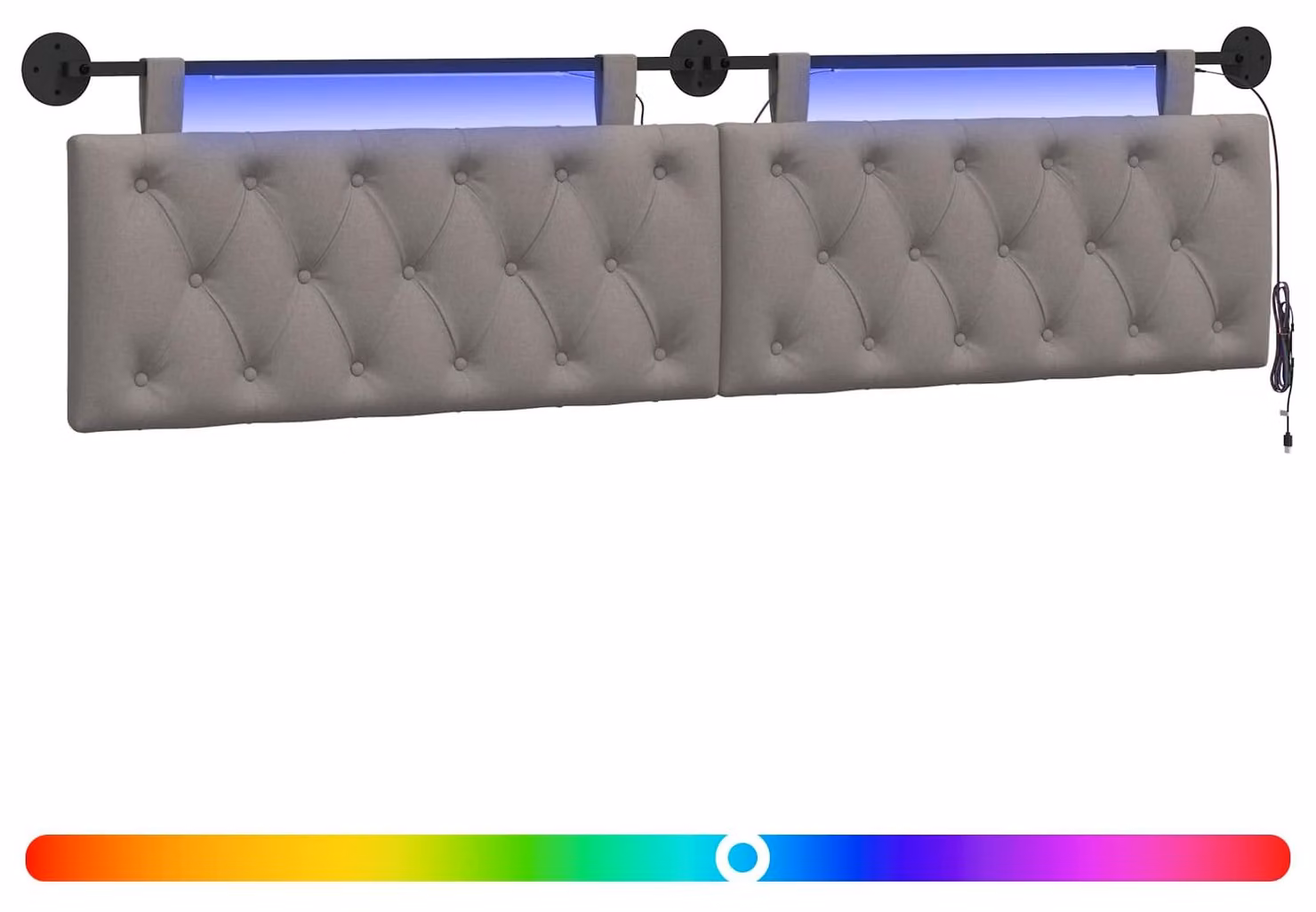 Testiera sospesa Con luce LED Tortora Tessuto