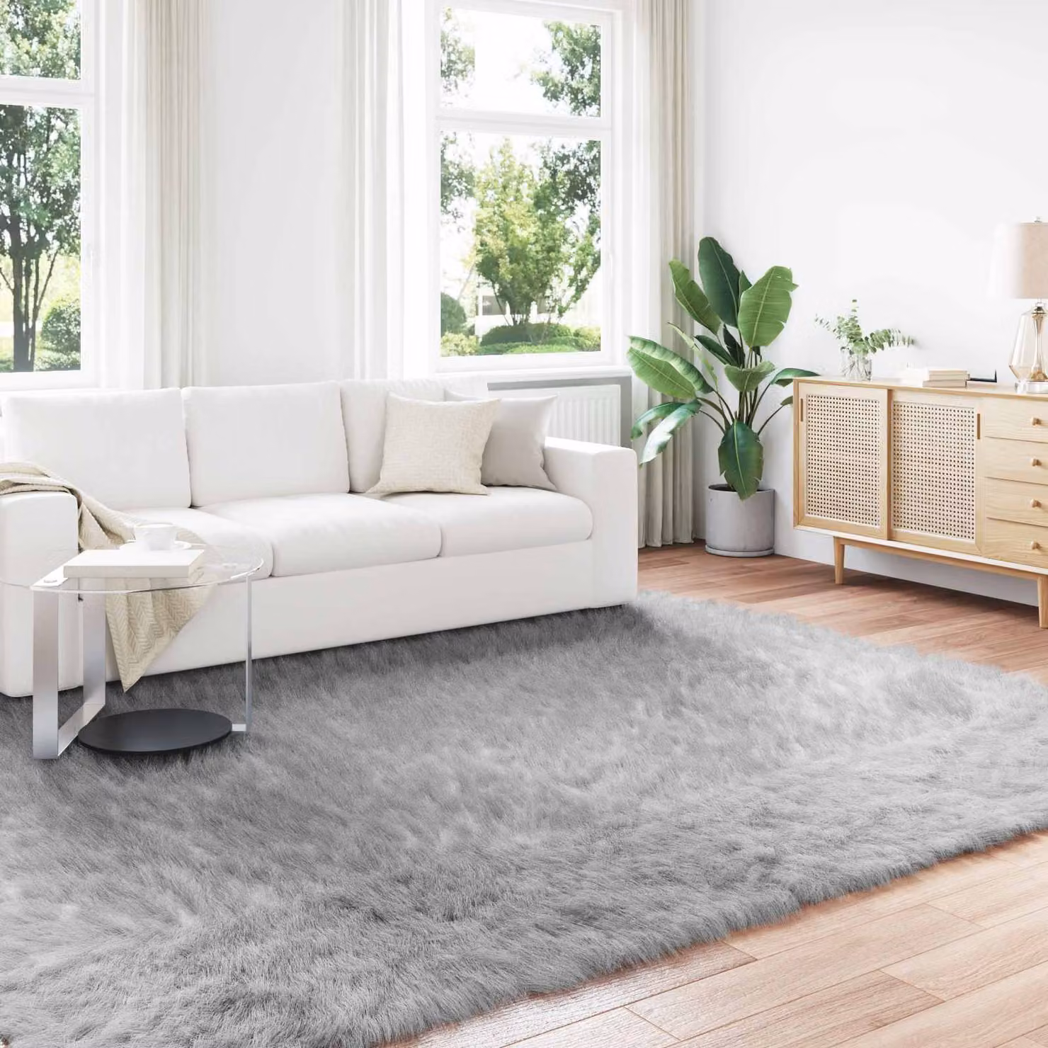 Tappeto moderno vidaXL in poliestere grigio, L: 200 cm x P: 280 cm