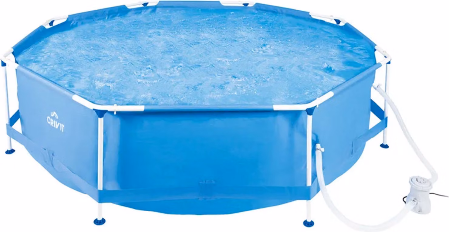 Piscina CRIVIT con struttura in metallo, Ø 300 x H 76 cm, incl. pompa filtro max. 4.383 litri