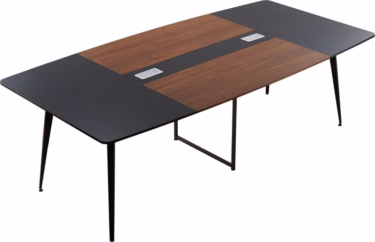Tavolo da conferenza - Tavolo da riunione a forma di barca 240 x 120 cm - Per 10 persone - Set da 6 pezzi - Gambe in metallo - Per ufficio e sala conferenze