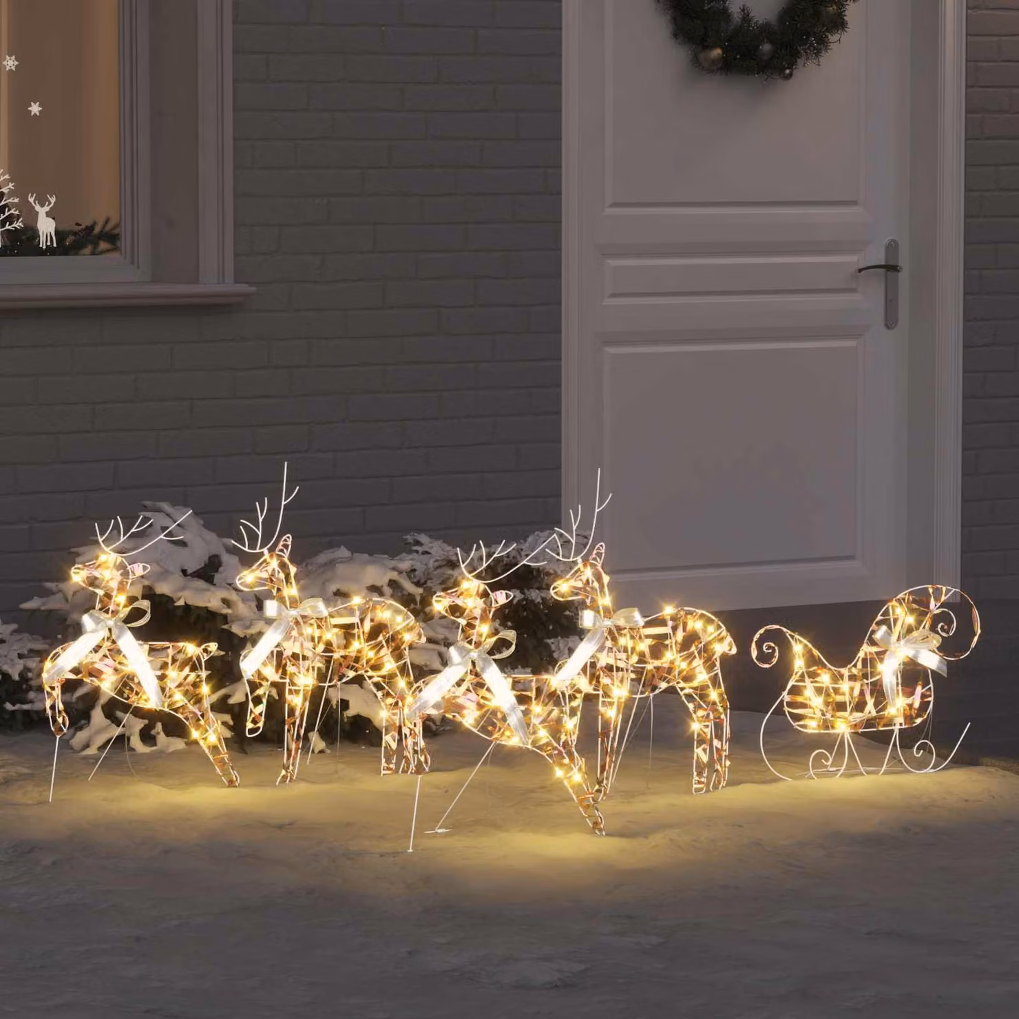 Set di 5 Renne vidaXL con 40 LED Multicolore, L/P/H: 42 x 15 x 64 cm