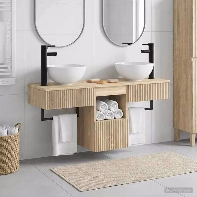 Set di mobili per il bagno 3 pz Rovere Sonoma 3405579