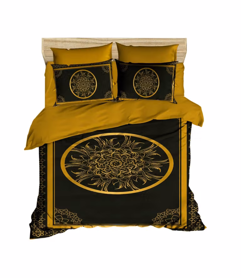 L'Essentiel Linge de Maison, Adal- PRF1142, Nero, Oro, Piumoni, Parte superiore del piumone e federa: 100% microsatinato di poliestere
