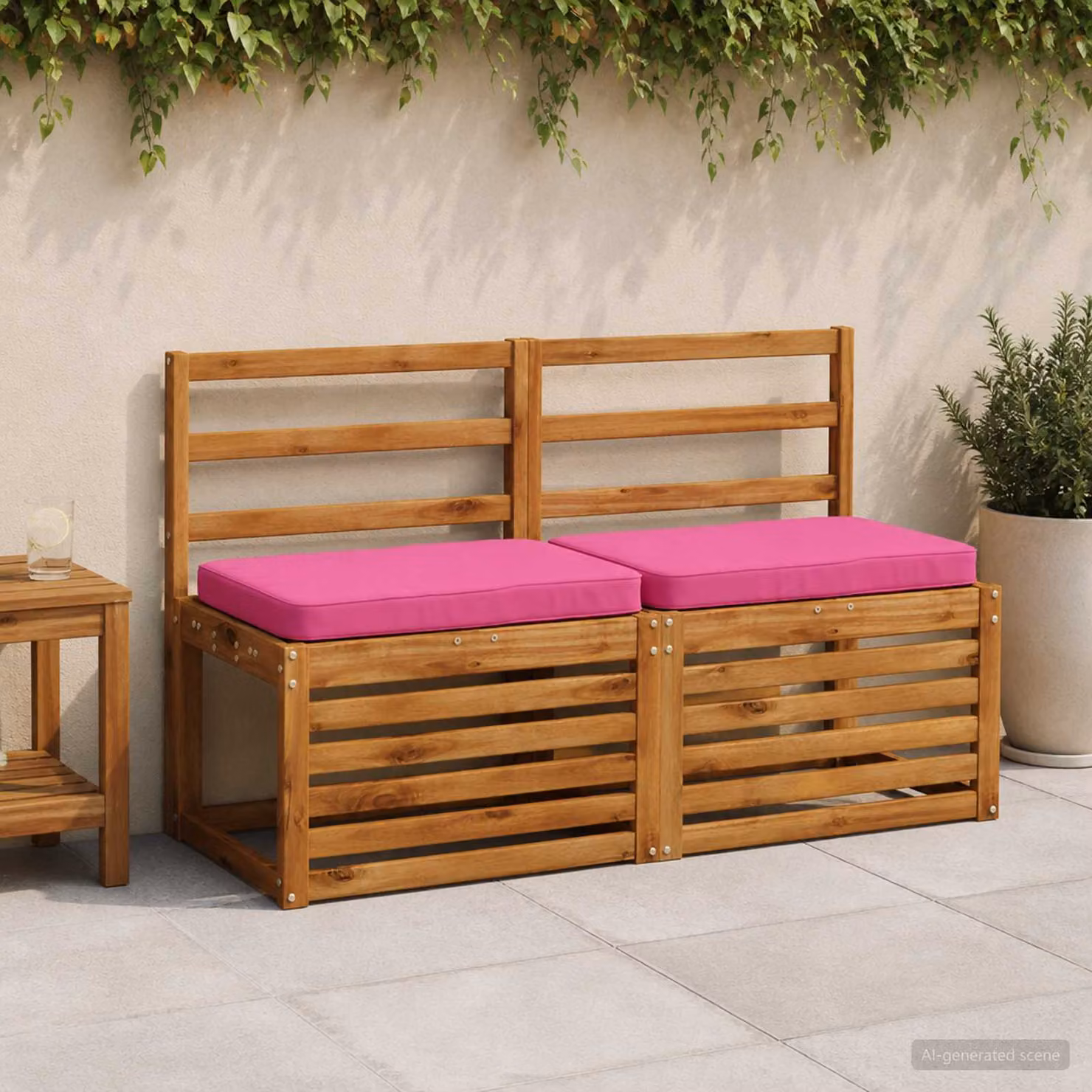 Set di 2 cuscini per panchina vidaXL VUGHT in poliestere rosa con rivestimento rimovibile e resistente ai raggi UV