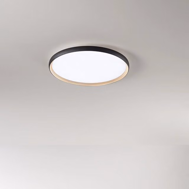 Plafoniera Moderna Halo Metallo Nero Oro Led 40W Dimmerabile Ip20