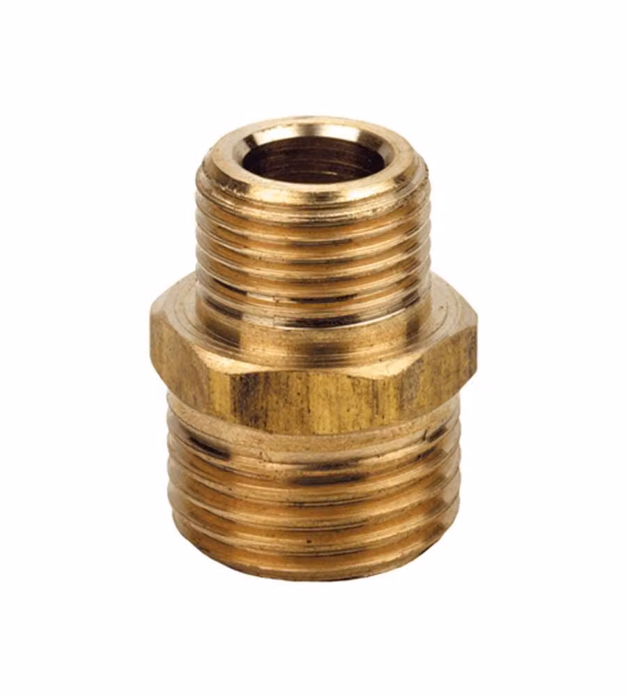 Idro-Bric Vite Doppia Ridotta Nipple Maschio Ottone Giallo 1/2×3/4