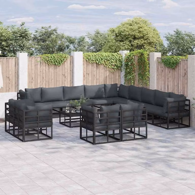 Maison Exclusive - Set da giardino composto da 14 pezzi, colore nero, in alluminio