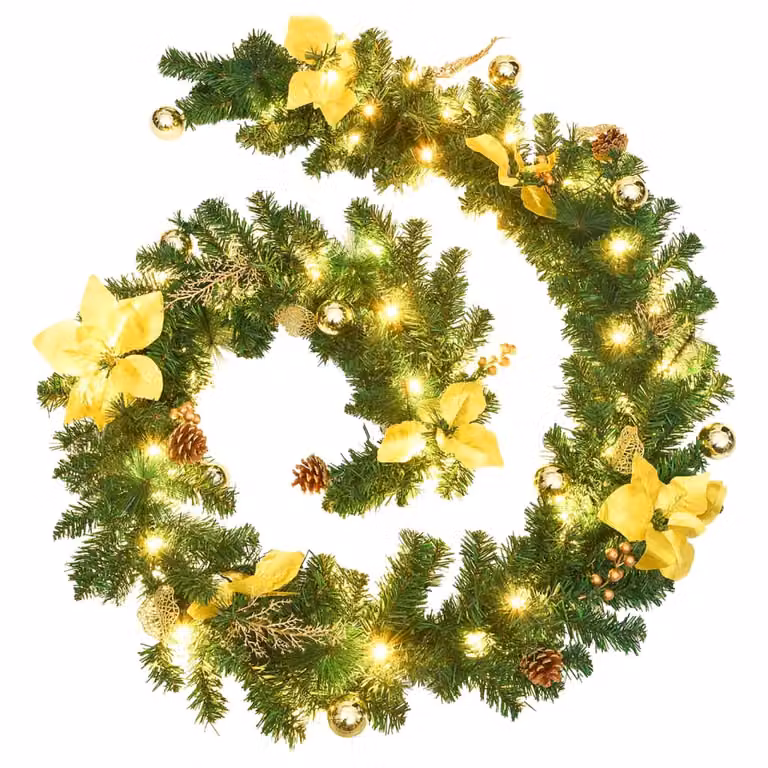 The Living Store Ghirlanda natalizia con luci LED verde 2,7 m PVC