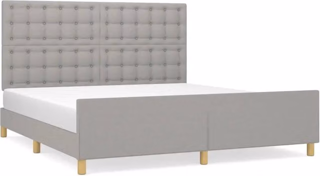 Letto matrimoniale | Letto per adulti | Giroletto con Testiera Grigio Chiaro 180x200 cm in Tessuto