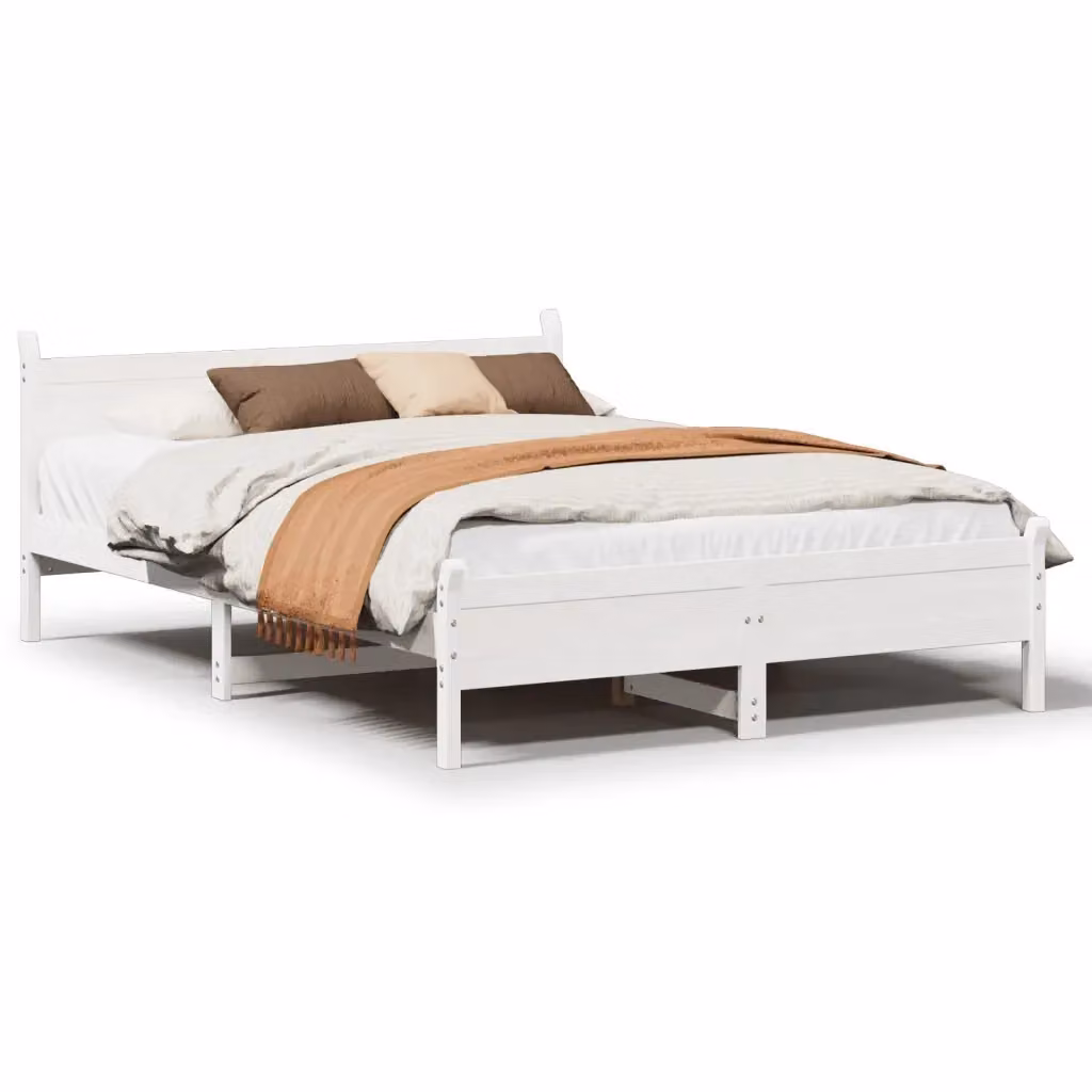 Letto senza materasso vidaXL in legno massello di pino bianco L 120 cm x P 200 cm – 2