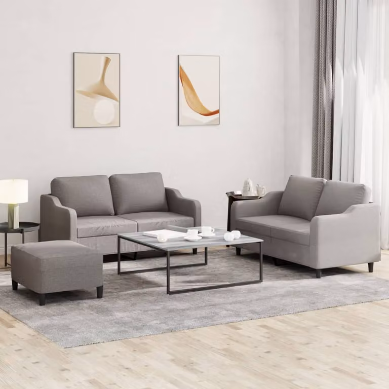 Set di 3 divani moderni vidaXL in tessuto beige e grigio con cuscini per il tuo soggiorno
