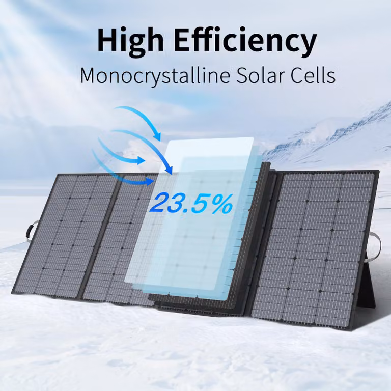 Pannello solare pieghevole da 220W - Silicio monocristallino - Dimensioni: 940x585x70 mm - Ideale per campeggio e utilizzo in luoghi senza accesso alla rete elettrica
