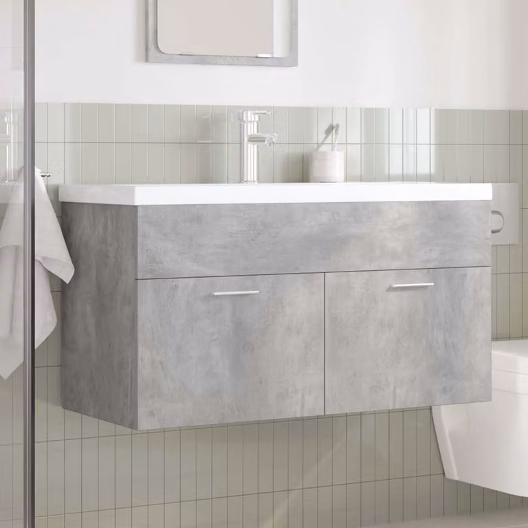 vidaXL Mobile da Bagno con Lavabo Integrato e Rubinetto Grigio Cemento
