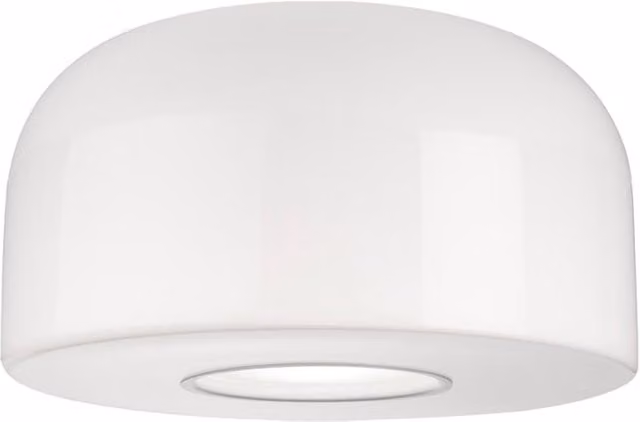 Plafoniera Bellhop Flos in vetro e alluminio bianca con luce LED orientabile verso il basso
