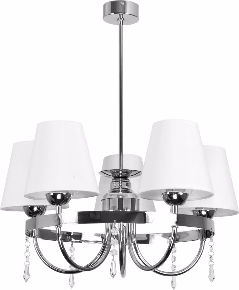 Lampada da soffitto cromata con paralume bianco DIANA BIANCO 2-070
