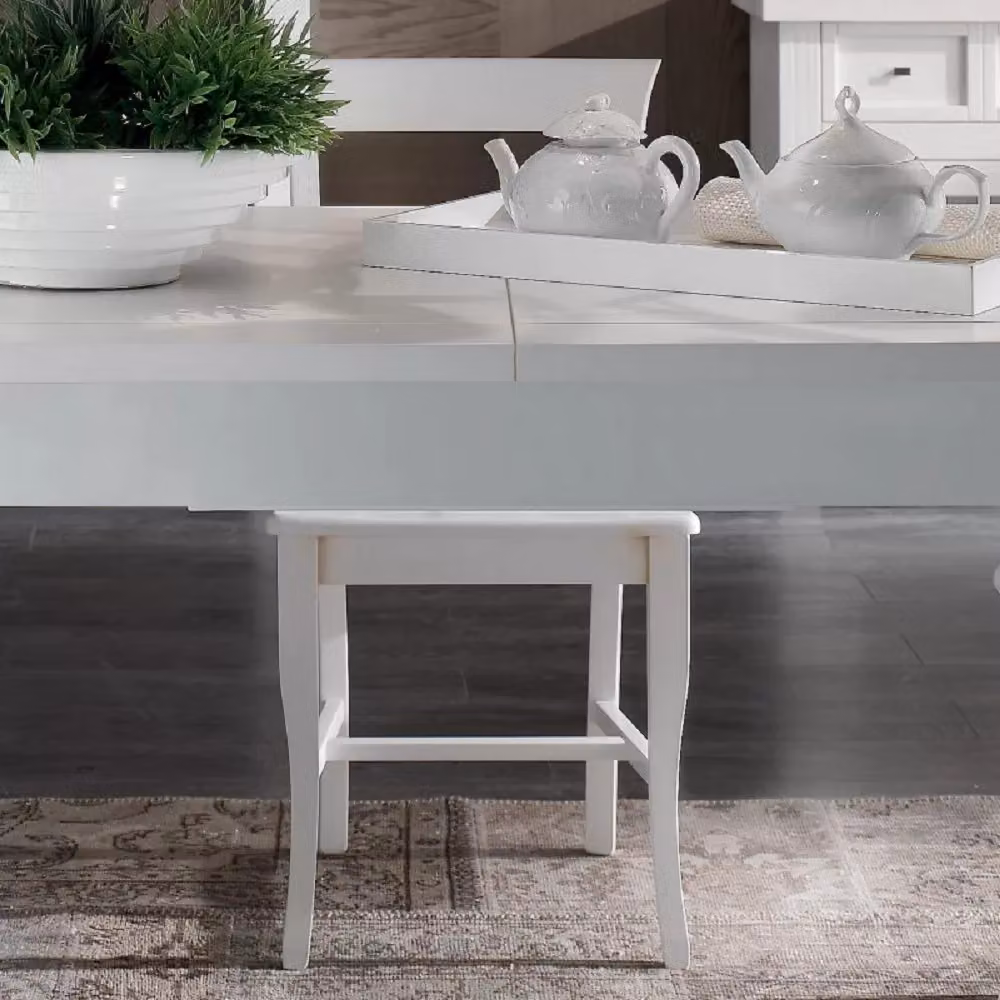 Tavolo da pranzo rettangolare shabby chic allungabile in legno bianco Mobili 2G L: 180 cm, P: 90 cm, H: 80 cm – 2