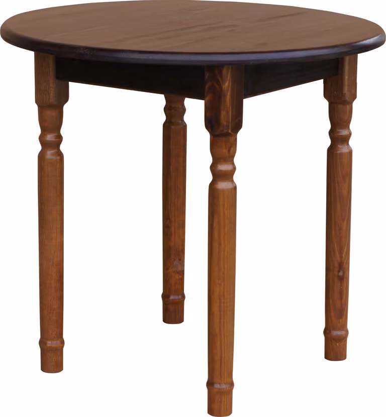 Tavolo rotondo II in legno di pino massiccio color noce 90 cm