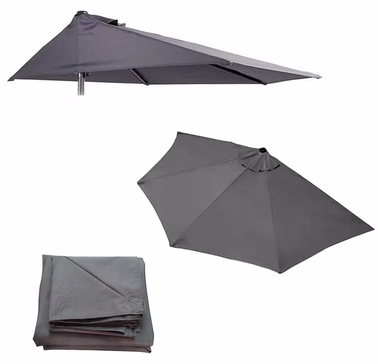 Ombrellone parasole a forma di mezzaluna, pieghevole, con protezione UV, grigio, diametro 2,7 metri