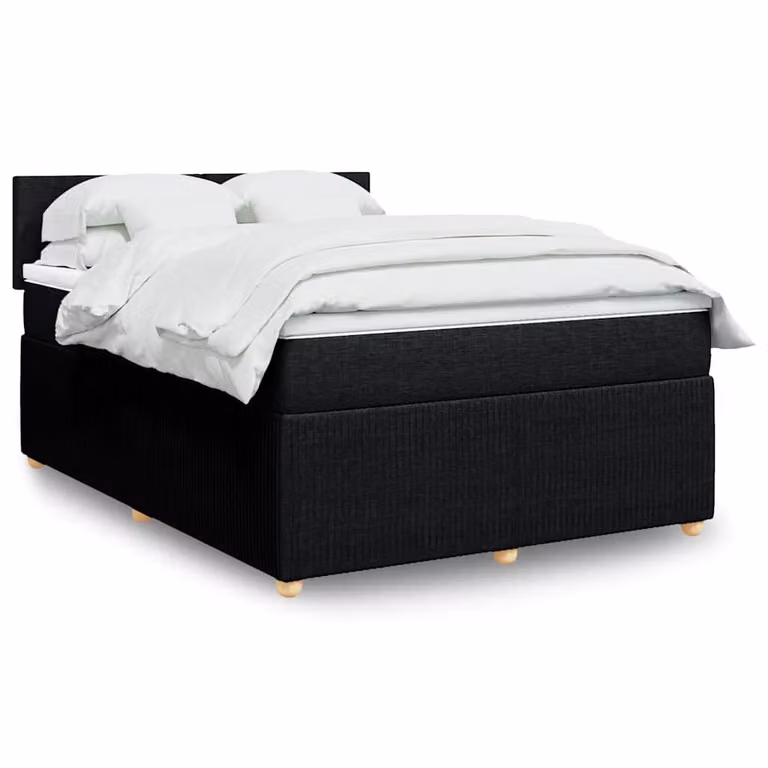 vidaXL Giroletto a Molle con Materasso in Tessuto Nero L: 140 cm, P: 190 cm