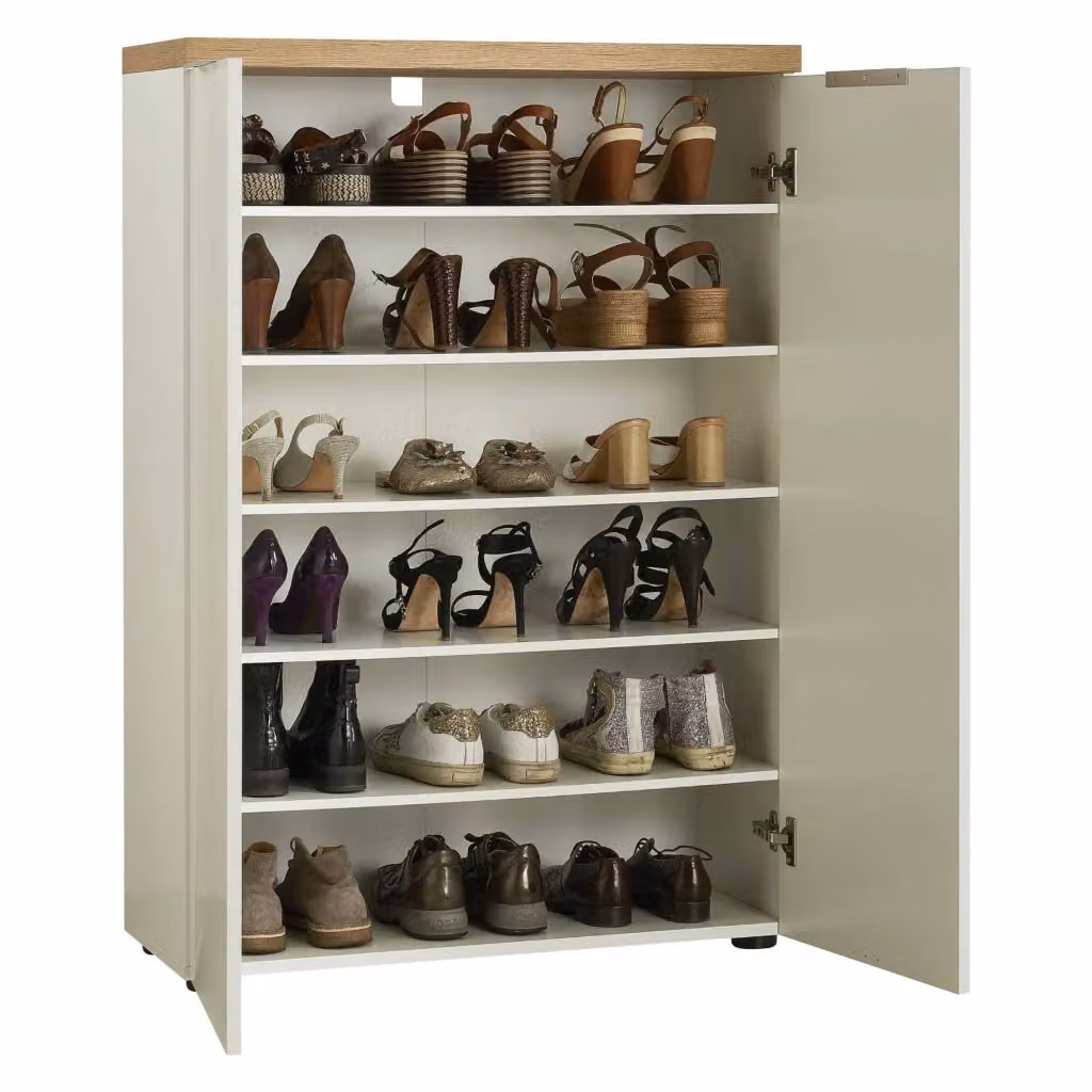 Scarpiera DMORA Lentiai Bianco Lucido con capacità 21 paia L: 80 cm, P: 34 cm, H: 115 cm – 2