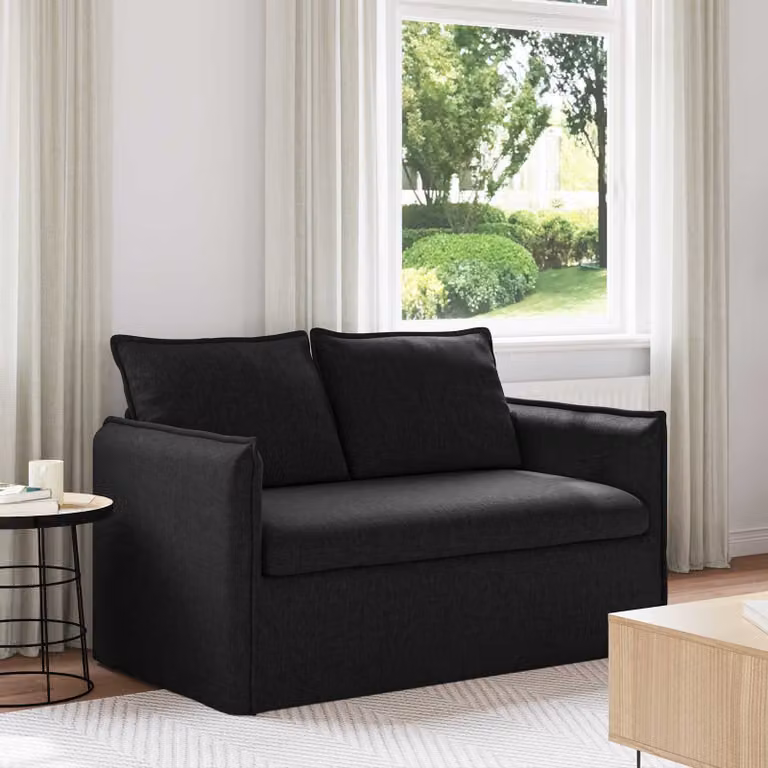 vidaXL Divano Moderno Nero in Tessuto con Struttura in Metallo L: 136 cm, P: 82 cm, H: 85 cm