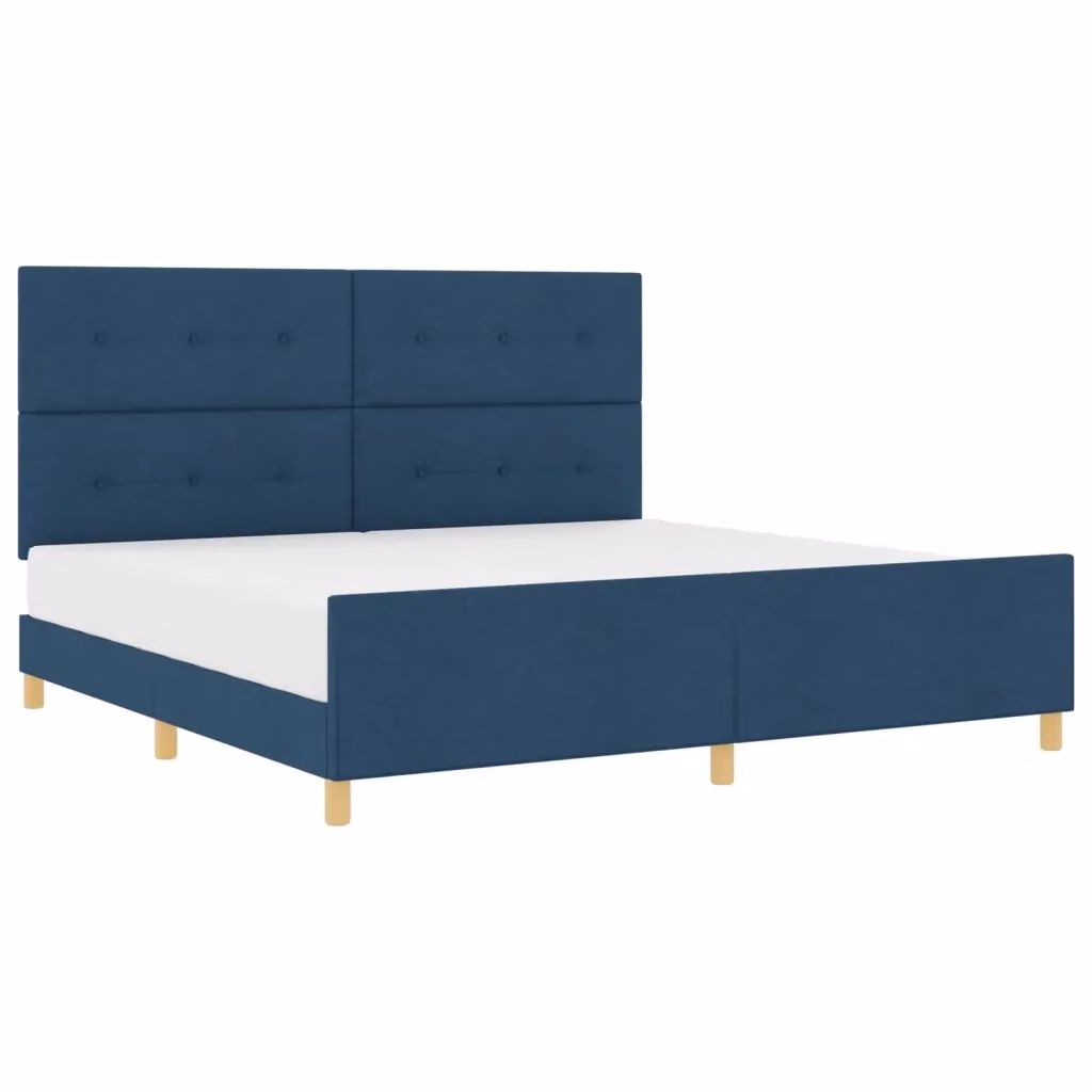 Struttura del letto con testiera blu in tessuto e legno vidaXL L/P/H: 200 x 200 x 128 cm – 2