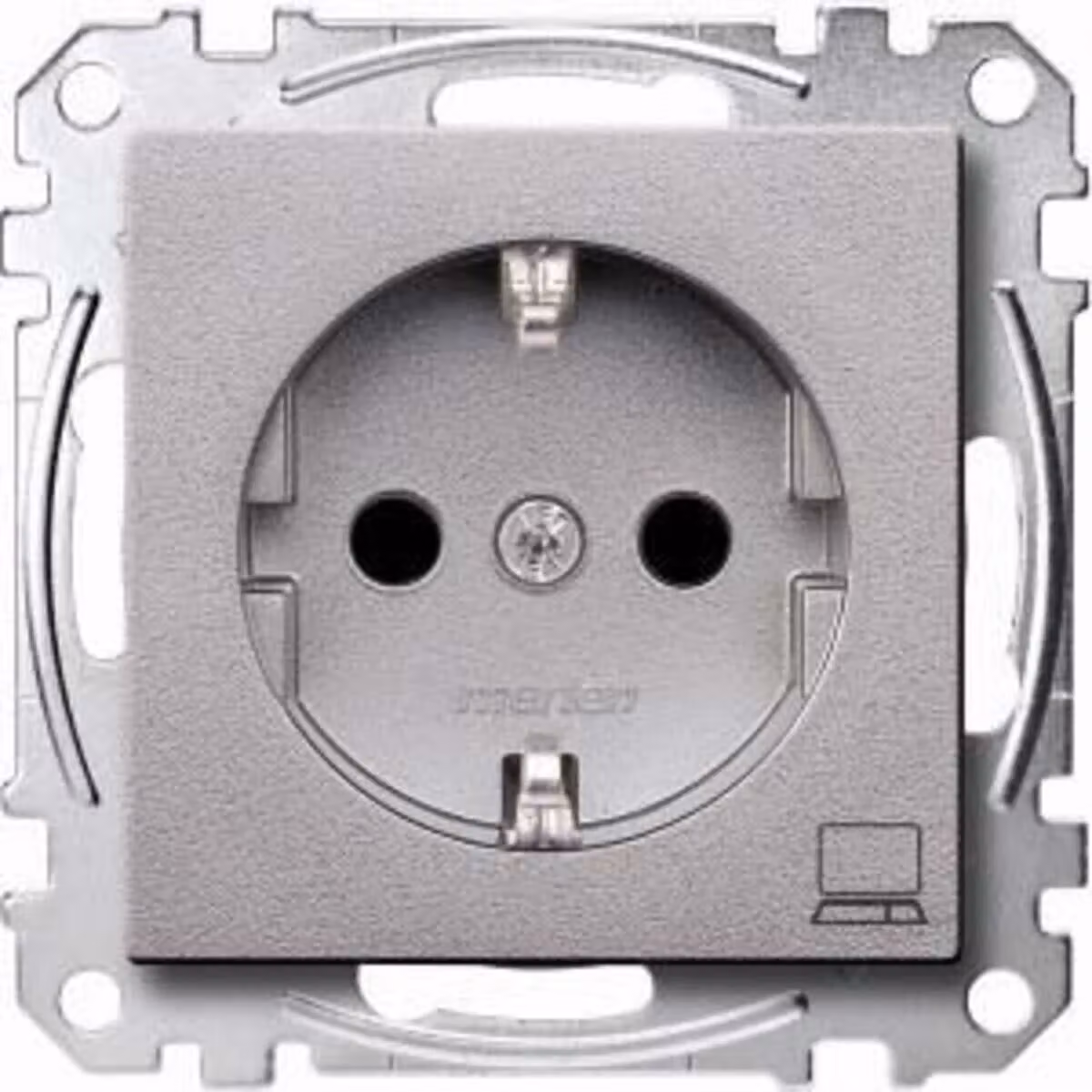 Presa SCHUKO con indicazione "Computer", BRS, morsetti a innesto, alluminio, Sistema M