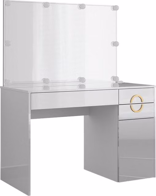Tavolo da toeletta Adela Bianco 115 cm con specchio e catena luminosa LED Vicco