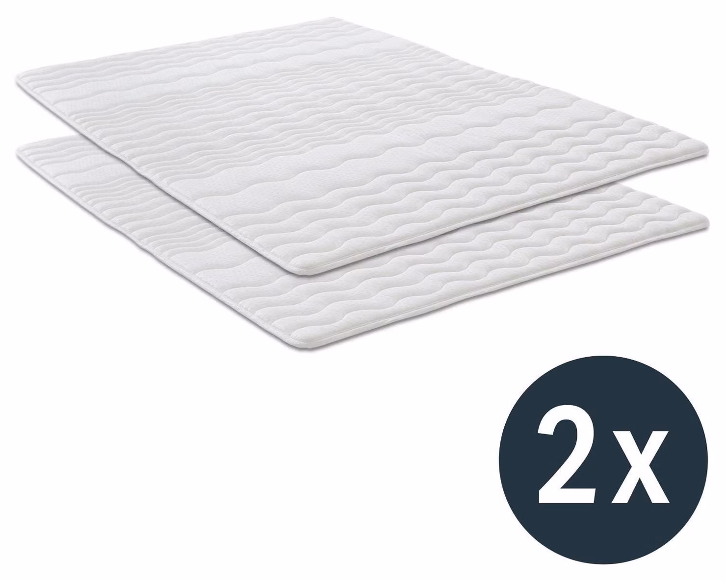 Coprimaterasso in schiuma comfort da 2,5 cm, 90 x 200 cm, con trapuntatura ondulata ed elastici agli angoli, confezione doppia (2 pezzi)