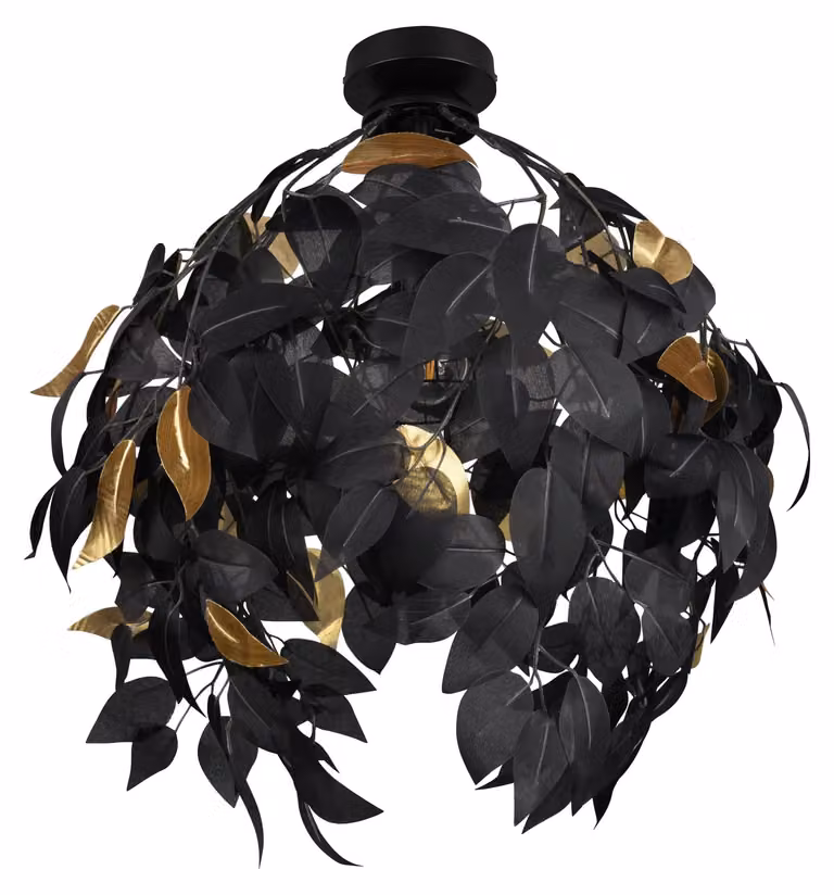 Lampada a sospensione LEAVY nero-oro 1xE27x28W in metallo, dimensioni: 58x38x38 cm, IP20, RL