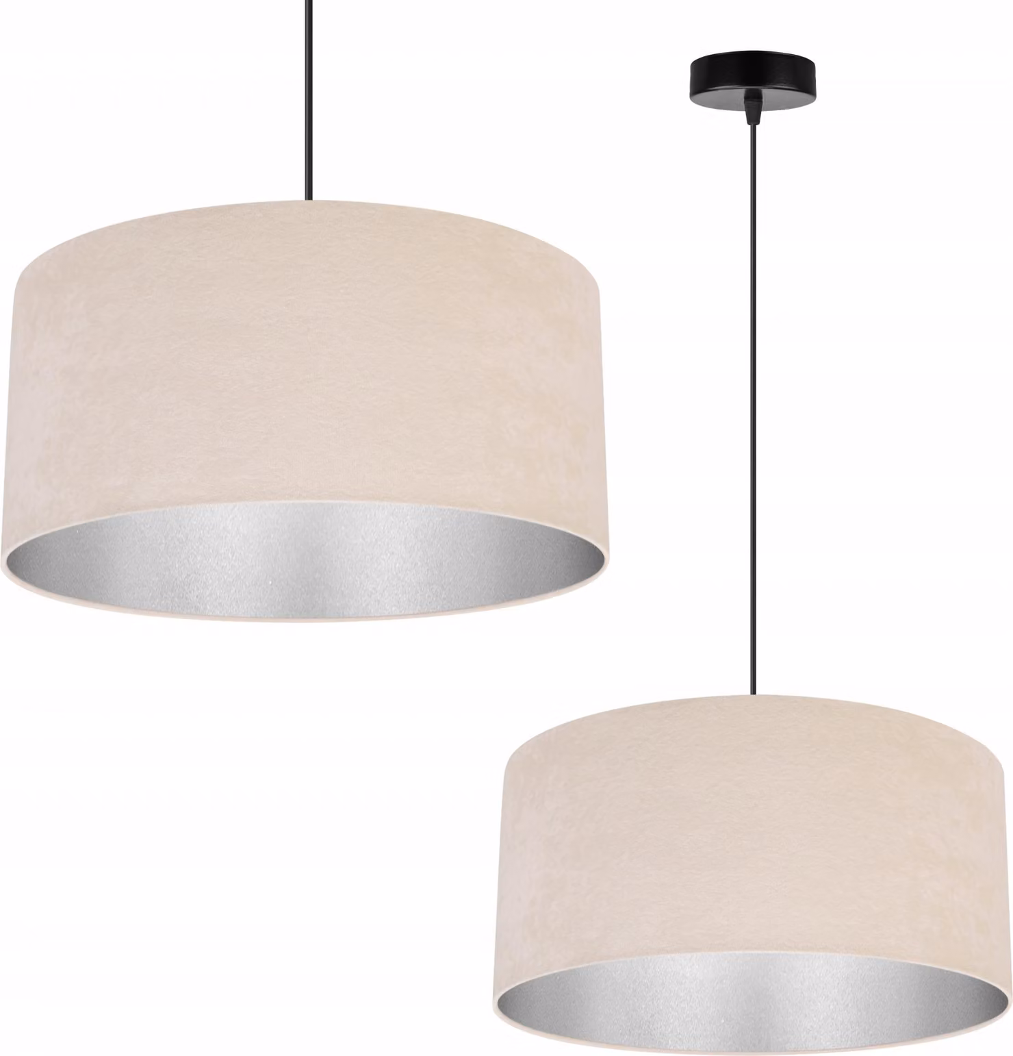 Lampada a sospensione, lampadario da soffitto, cromo, paralume in velluto
