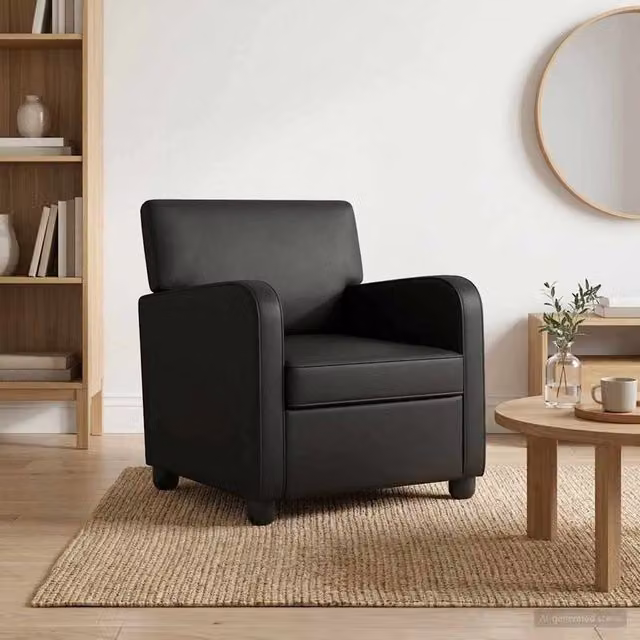 Poltrona moderna vidaXL in similpelle nera con braccioli e struttura imbottita – 1