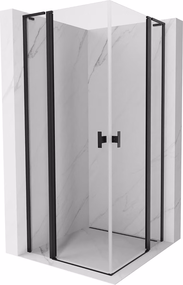 Mexen Mist L Duo cabina doccia a battente 110 x 110 cm, trasparente, nera - 8A4L-110-110-70-00