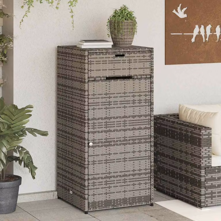 Armadietto portaoggetti da giardino vidaXL in polyrattan grigio L/P/H: 55 x 55 x 111 cm