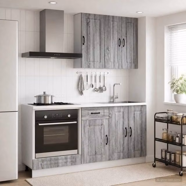 Unità Cucina KALMAR 5 pz Sonoma grigio Legno ingegnerizzato 3438241