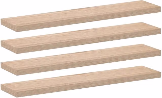 Set di 4 mensole pensili DESIGN IN in legno effetto rovere color beige, L: 110 cm, P: 23,5 cm, H: 4 cm