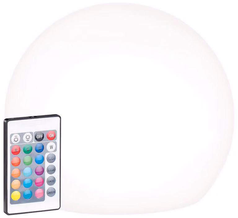 Sfera luminosa a LED con alimentazione solare e telecomando, RGB, 60 lm, IP67, diametro 20 cm