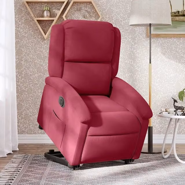 Poltrona Alzapersona Reclinabile Elettrica vidaXL in Velluto Rosso con Supporto per la Seduta