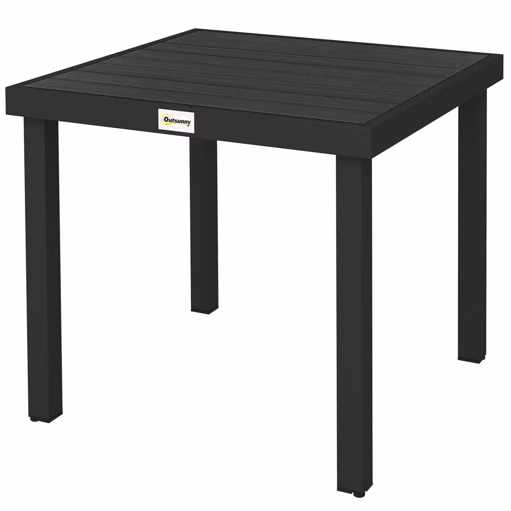 Tavolo da pranzo quadrato Xylo nero con effetto legno per giardino e terrazzo L: 78 cm, P: 78 cm, H: 74 cm – 2