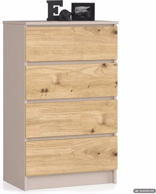 Comò K60 Cashmere con 4 cassetti AKORD FURNITURE FACTORY colore Rovere Artisan opaco L/P/H: 60 x 40 x 99 cm